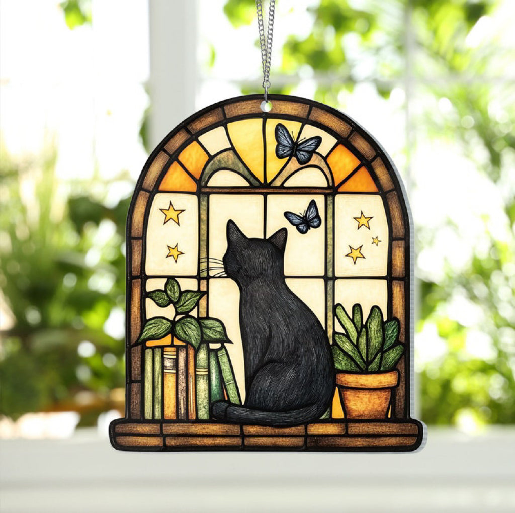 🎄2024 Christmas Gift 50% Off--Acrylic Cat Book Suncatcher Ornament