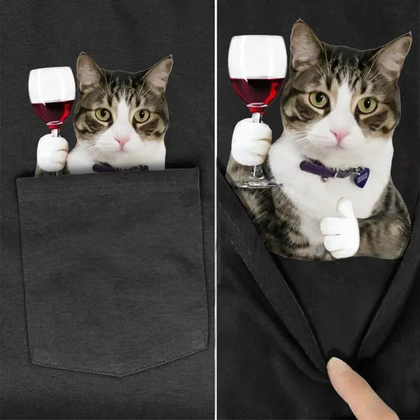 😾🖕Pocket Middle Finger Cat T-Shirt