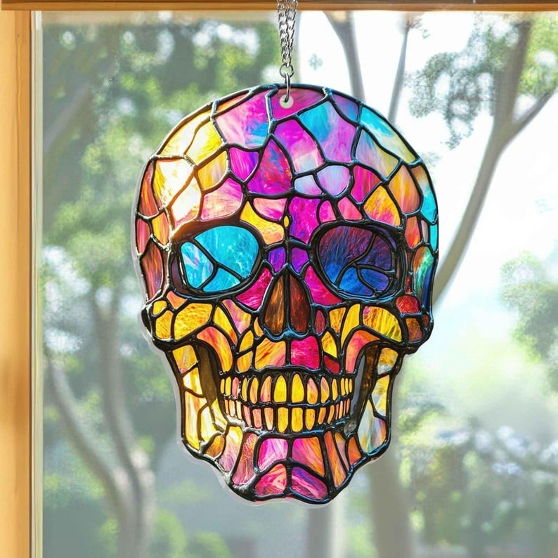 🌈【Colorful Skull】Acrylic Colored Window Pendant💀