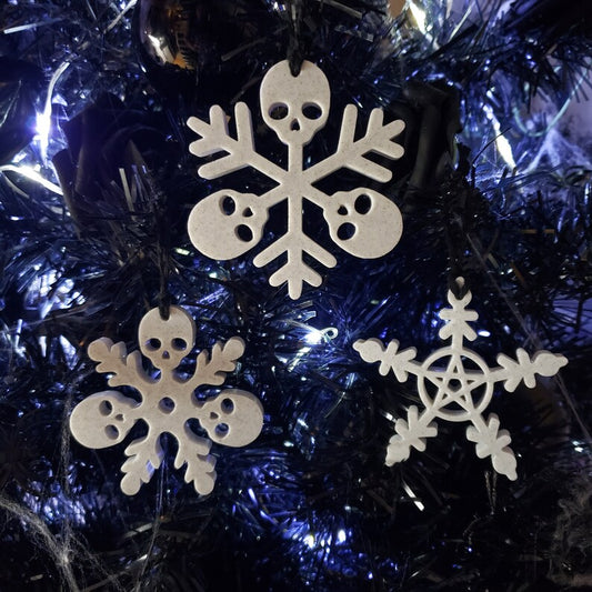 ☠Skull Snowflake Tree Ornaments Set