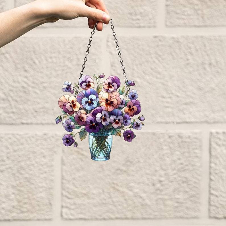 💐 Acrylic Art Flower Basket Pendant🏡