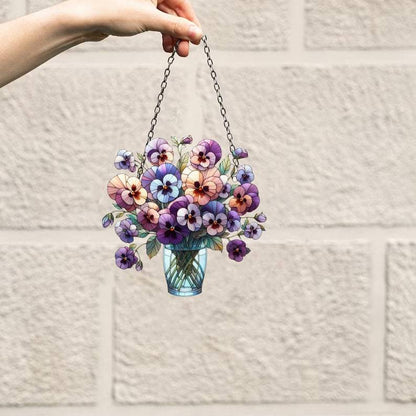 💐 Acrylic Art Flower Basket Pendant🏡