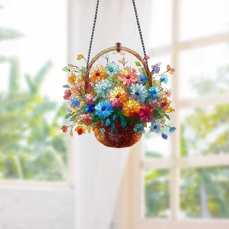 💐 Acrylic Art Flower Basket Pendant🏡