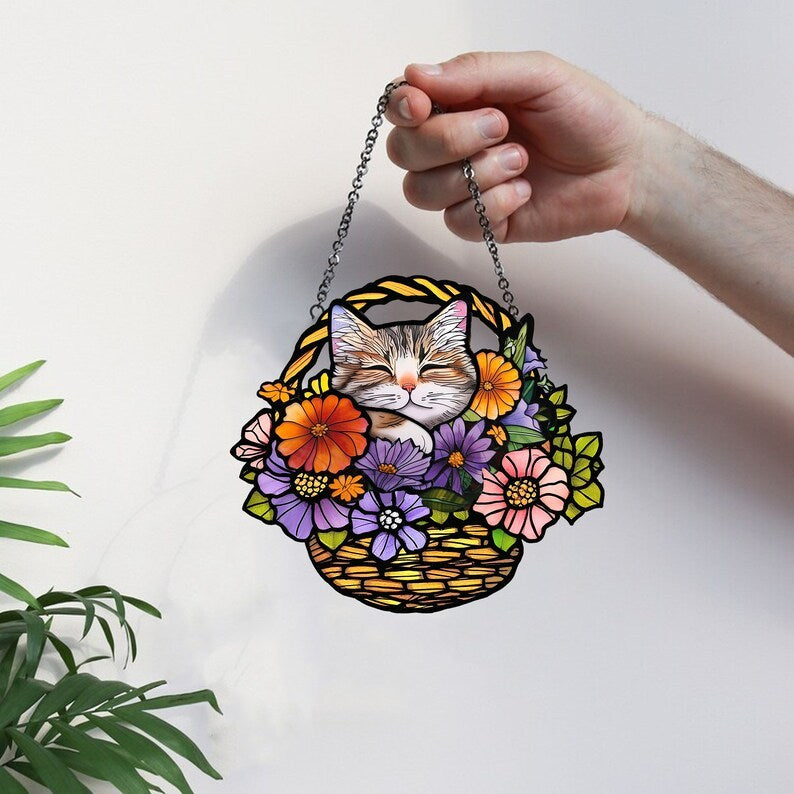 💐 Acrylic Art Flower Basket Pendant🏡