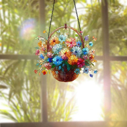 💐 Acrylic Art Flower Basket Pendant🏡