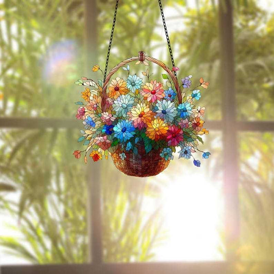 💐 Acrylic Art Flower Basket Pendant🏡