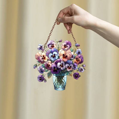 💐 Acrylic Art Flower Basket Pendant🏡