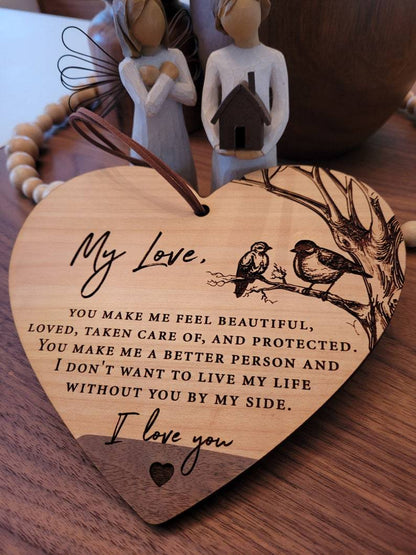 💞Declaration of love-wooden heart-shaped pendant🌹