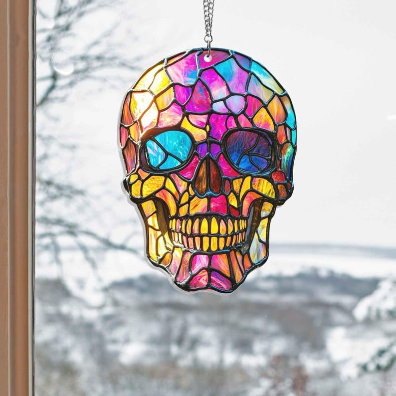 🌈【Colorful Skull】Acrylic Colored Window Pendant💀
