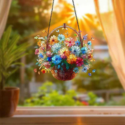 💐 Acrylic Art Flower Basket Pendant🏡