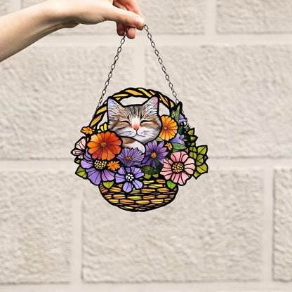 💐 Acrylic Art Flower Basket Pendant🏡