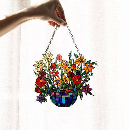 💐 Acrylic Art Flower Basket Pendant🏡