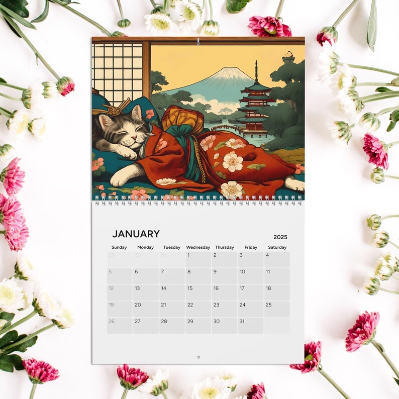 Sleepy Cats of Edo 2025 Wall Calendar