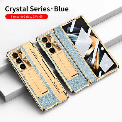 Luxury Crystal Gold Electroplated Shockproof Phone Case With Screen Protector For Galaxy Z Fold 6/5/4/3