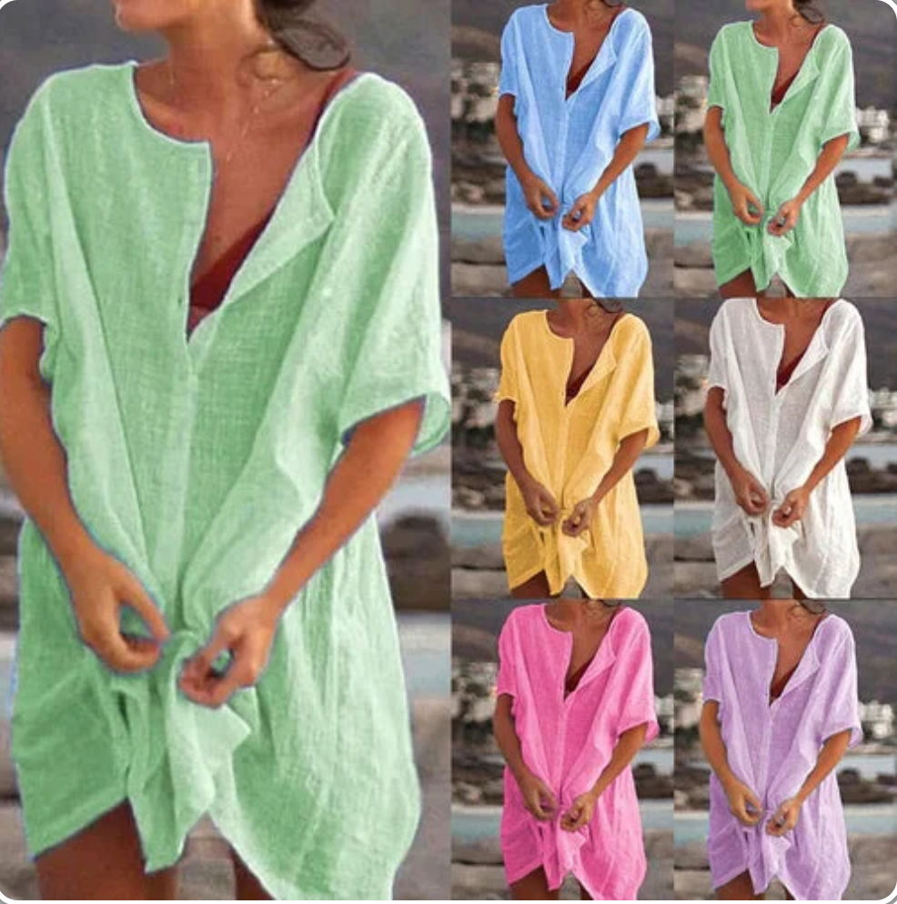 Women's Summer Cotton Casual Loose Short sleeve shirt