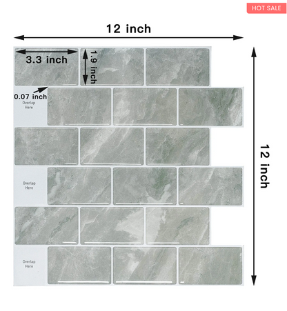 10Pcs 3D Peel and Stick Wall Tiles(12x12 inches)