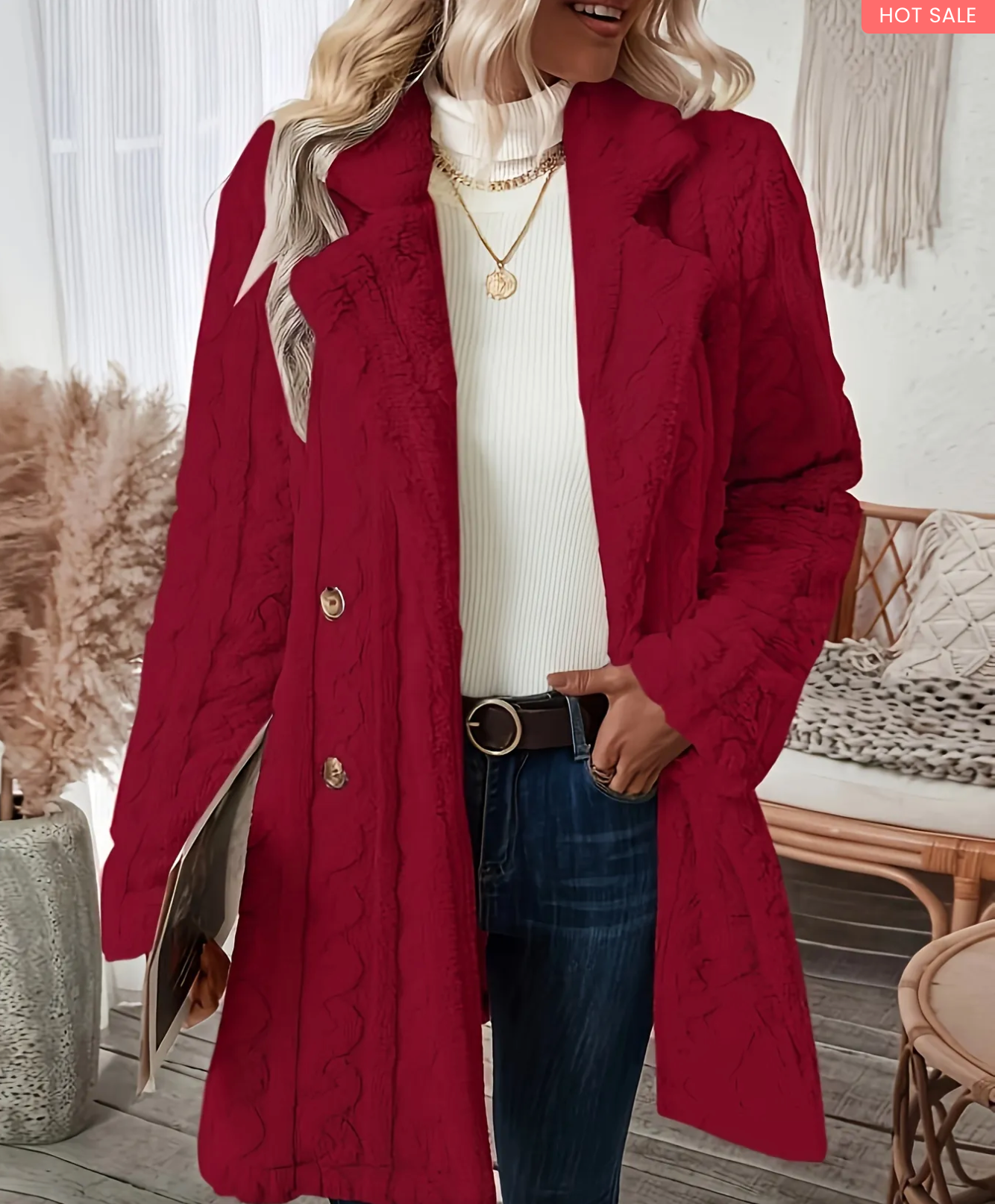 Women's Winter Textured Warm Coat