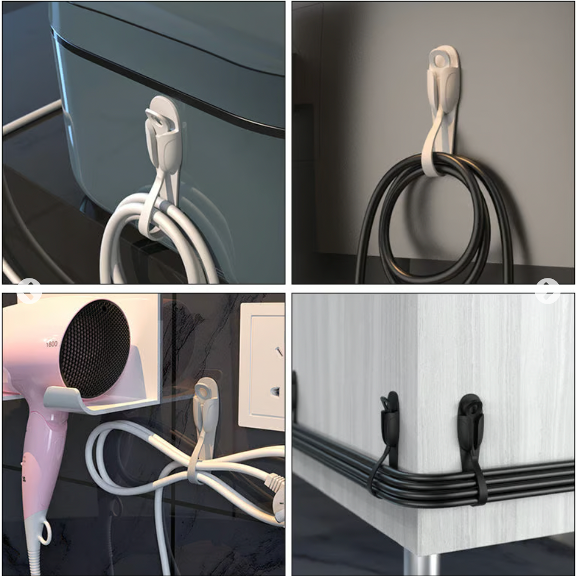 Wall Mounted Punch-free Adhesive Removable Cord Holder Organizer (3 pcs)