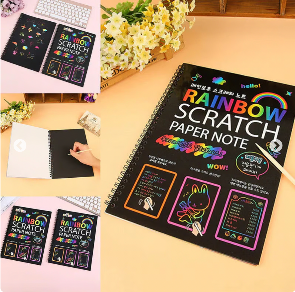 【100 pcs/1 Set】DIY Rainbow Magic Scratch Paper Art Set