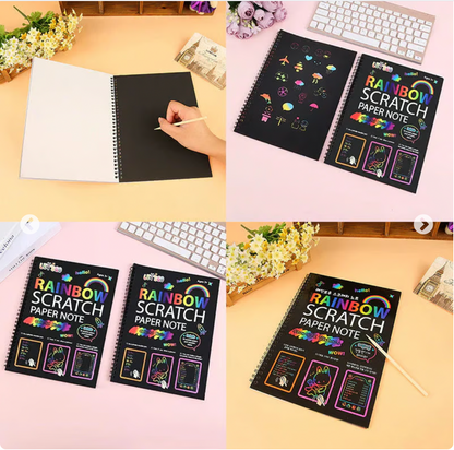 【100 pcs/1 Set】DIY Rainbow Magic Scratch Paper Art Set