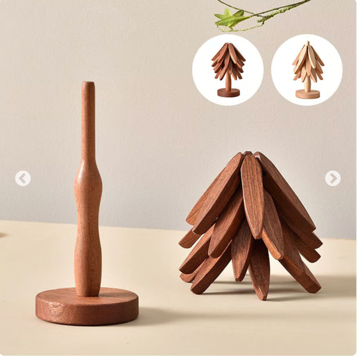 Wooden Leaves Design Coaster