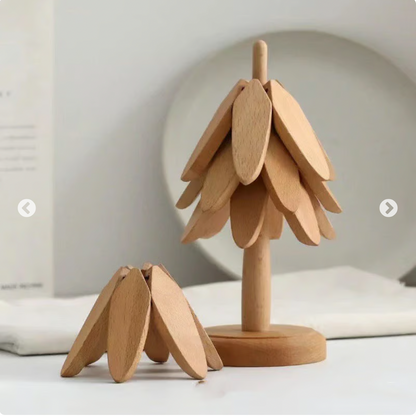 Wooden Leaves Design Coaster