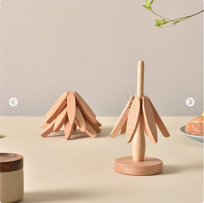 Wooden Leaves Design Coaster