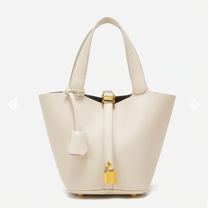 Trendy Plain Color Leather Handbag with Lock Design