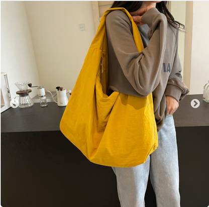 Women's Solid Color Textured Draped Tote Bag