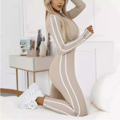 Women's Sporty Zip-Up Long Sleeve Jumpsuit