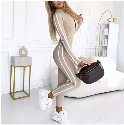 Women's Sporty Zip-Up Long Sleeve Jumpsuit