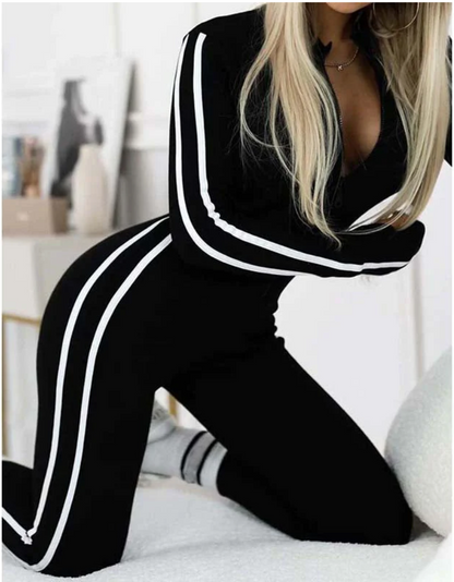 Women's Sporty Zip-Up Long Sleeve Jumpsuit