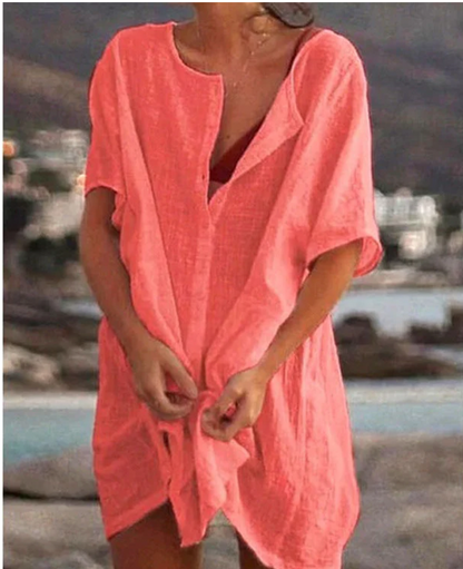 Women's Summer Cotton Casual Loose Short sleeve shirt