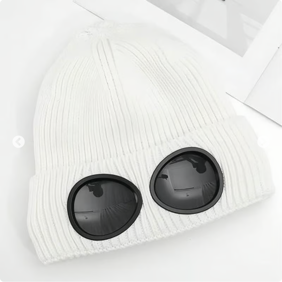 Unisex Solid Color Goggle Lens Design Beanie Hat