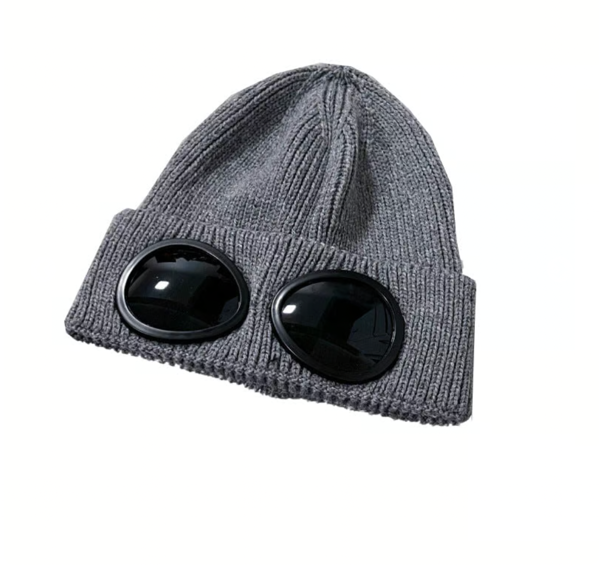 Unisex Solid Color Goggle Lens Design Beanie Hat
