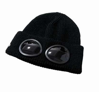 Unisex Solid Color Goggle Lens Design Beanie Hat