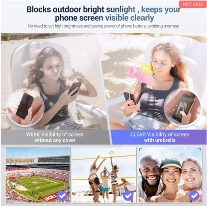 Outdoor Phone Sun Shade Shield with Flexible Angle Design & Rotatable Phone Ring