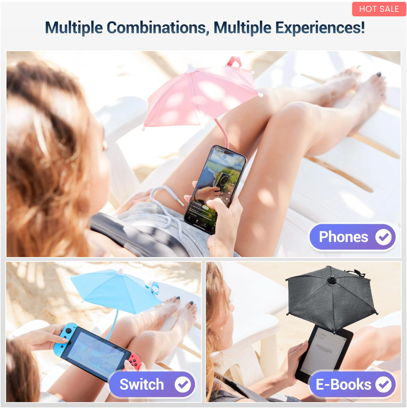 Outdoor Phone Sun Shade Shield with Flexible Angle Design & Rotatable Phone Ring