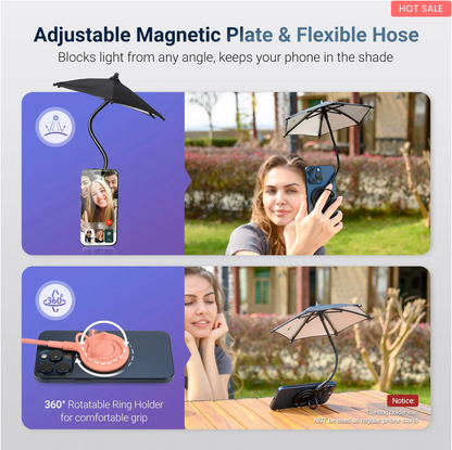 Outdoor Phone Sun Shade Shield with Flexible Angle Design & Rotatable Phone Ring