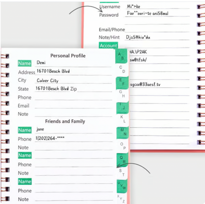 A6 Coil Password Keeper Book