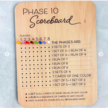 Wooden Phase 10 Score Board