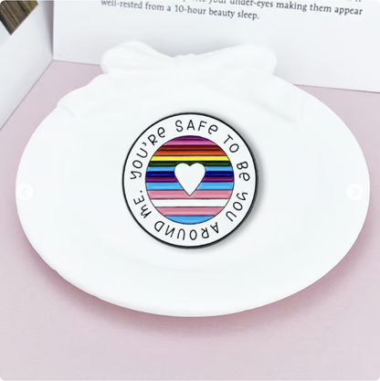 Round Rainbow Enamel Brooch