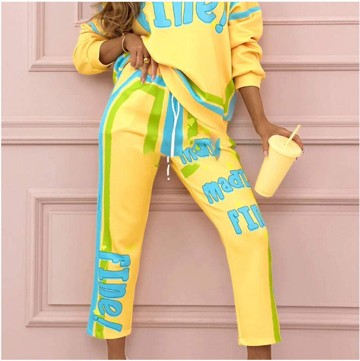 ✨Limited Sale 50% OFF✨Women's Colorful Print Two-Piece Sweatshirt and Jogger Set