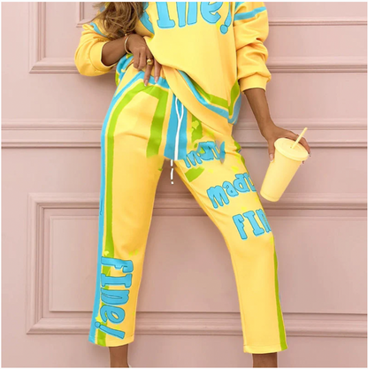 ✨Limited Sale 50% OFF✨Women's Colorful Print Two-Piece Sweatshirt and Jogger Set