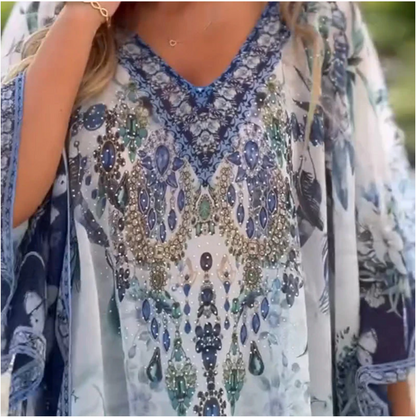 Women's Loose V-Neck Asymmetrical Dress