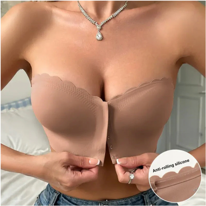 Seamless Front Closure Strapless Bandeau Bra – Comfort & Support All Day! 💖