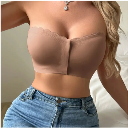 Seamless Front Closure Strapless Bandeau Bra – Comfort & Support All Day! 💖