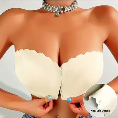 Seamless Front Closure Strapless Bandeau Bra – Comfort & Support All Day! 💖