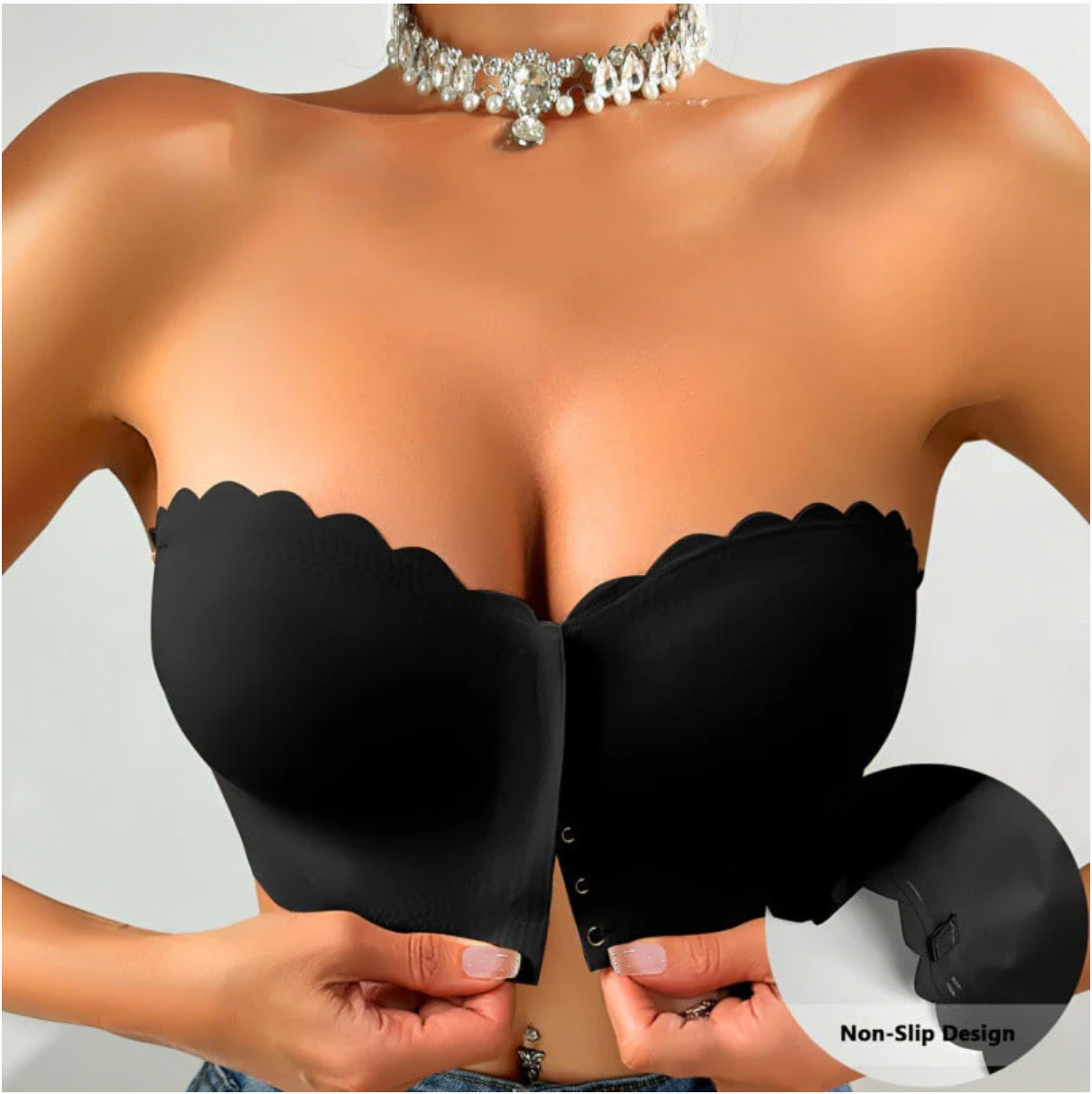 Seamless Front Closure Strapless Bandeau Bra – Comfort & Support All Day! 💖