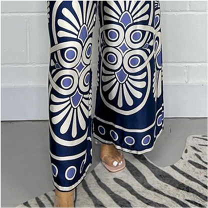Women’s Stylish Printed Satin Wide-Leg Pants